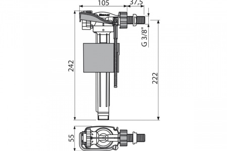 Клапан для унитаза 3/8" н/п Alcaplast А17 от интернет-магазина stmaster54.ru