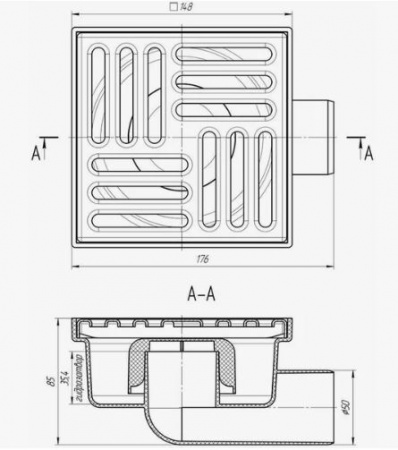 Трап гориз. D50 нерж. 150*150 (300кг) от интернет-магазина stmaster54.ru