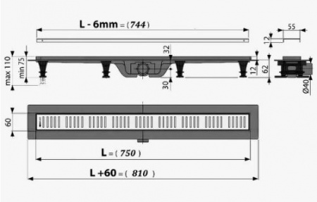 Дренажный канал ALCAPLAST 550*60 д.40мм (APZ10-550) от интернет-магазина stmaster54.ru